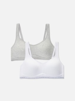 PRIMARK 2PK LOVE TO LOUNGE COTTON CROP GREY MARL £9 €10 $13.50 RON50 PLN43 CZK260