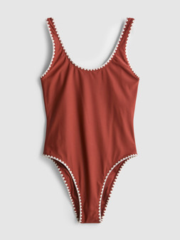 PRIMARK BLANKET STITCH SWIMSUIT BURNT ORANGE £12 €6 $18 RON30 PLN26 CZK155