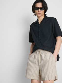 PRIMARK RUGBY LINEN STRIPE SHORT ECRU £14 €16 $20 RON80 PLN70 CZK415 (2)
