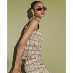 934117- SL Check Cinch Waist Waistcoat 2