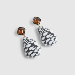 RI Black Shell Stone Drop Earrings £16 2