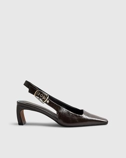 RI Brown Low Chisel Toe Slingback Court Heels £39