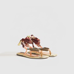 RI Pink Scarf Tie Rope Flat Sandals £49 3