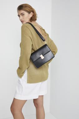 Green Pointelle Stitch Jumper &pound;22, Black Cross Body Bag &pound;15, White Linen Shorts &pound;16