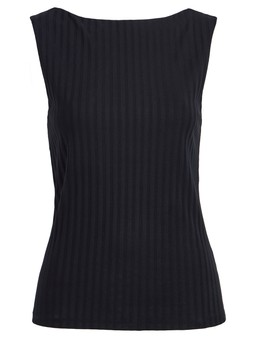 Tu Black Ribbed Boat Neck Top, £6