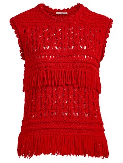 Tu Bright Red Loopy Fringe Tank, £22.50