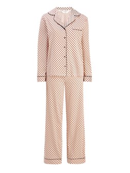 Tu Pink & Brown Spot Jersey Traditional Pyjama Set £20
