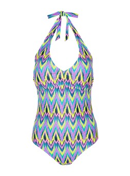 Tu Neon Ikat Print Halterneck Swimsuit, &pound;18