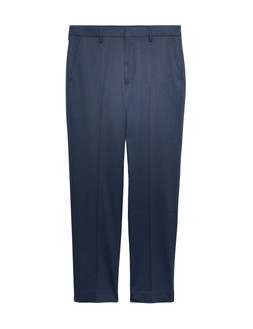 M&S Relaxed Fit Smart Stretch Trousers, Navy, £28
