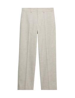 M&S Relaxed Fit Textured Pleat Front Trousers, Neutral, £38