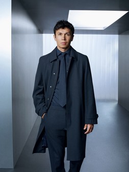 M&S x Williams, Alex Albon, Trench £120, Shirt & Tie £49, Trousers £49
