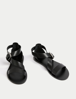 M&S SLOANE LEATHER STRAP SANDAL BLACK £49.50 (2)