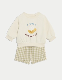 M&S 2pc Cotton Rich Babyccino Outfit (0-3 Yrs) £16