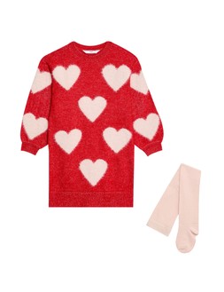 M&S Heart Knitted Dress with Tights (2-8 Yrs) £22