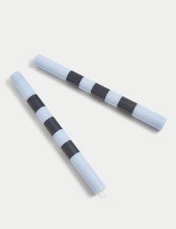 M&S Set of 2 Striped Dinner Candles &pound;4 (2)